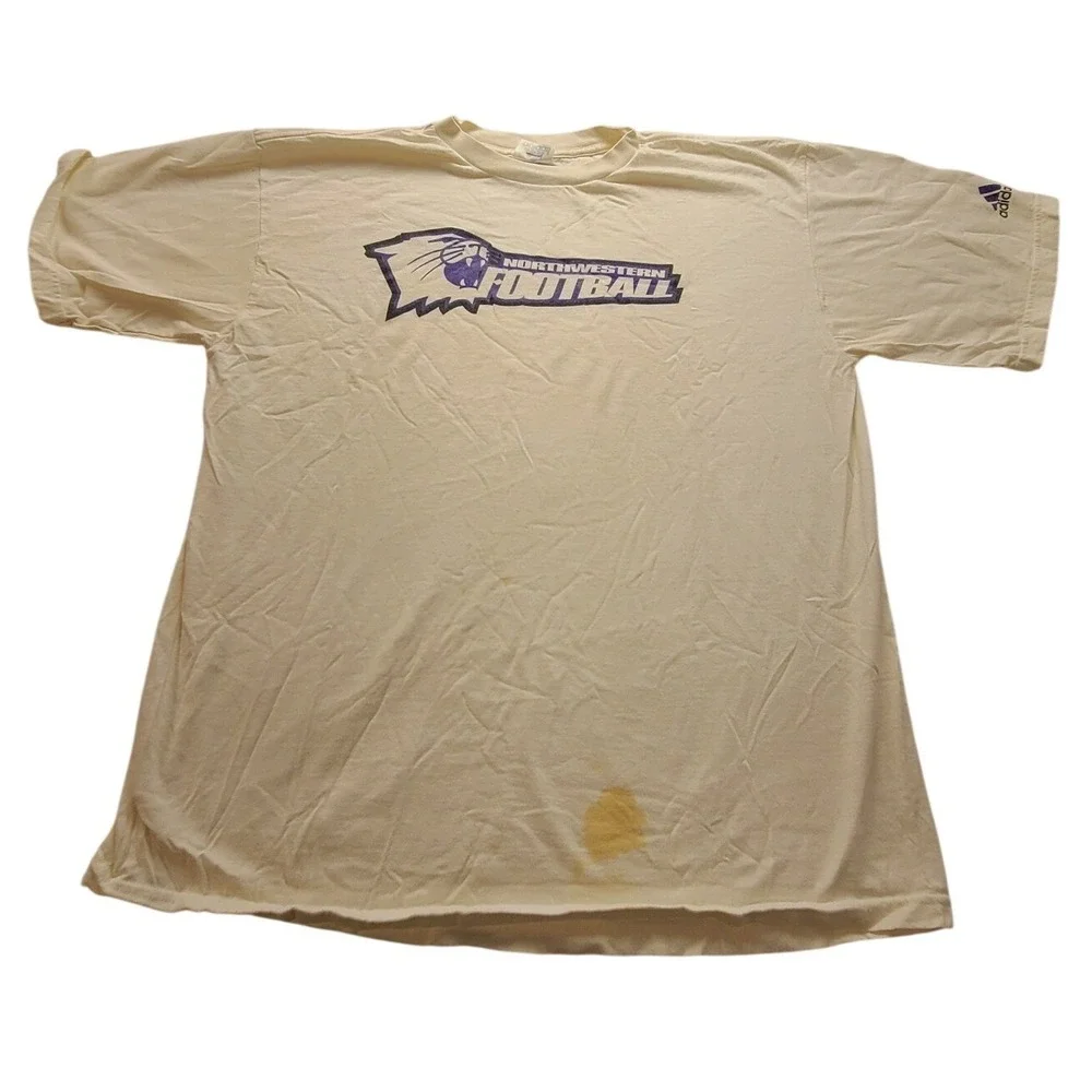 Vintage Adidas Northwestern Football T-Shirt Men's XL White Wildcats NCAA 90s